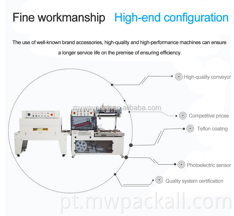 Totalmente AUTO POF/ PVC Film L Type Machinery Shrink para embalar lancheiras